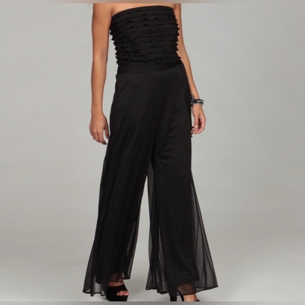 Elegant floor length black jumpsuit